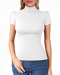 MANGOPOP Women's Mock Turtle Neck Slim Fit Cap