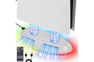 Allnice PS5 Stand with Cooling Fan, Adjustable Speed Control, LED Light, IR Remote, and Dual USB Ports
