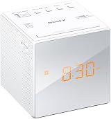 Sony FM AM Clock Radio White with Extendable Snooze Dual Alarm Projector