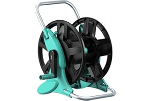 HOZCART Garden Hose Reel Cart,Hose Holder Up to 50-100 Feet of 5/8" Hose,Wall Mounted Water Hose Reel,Portable Hose Reels for Outside Car Washing, Watering