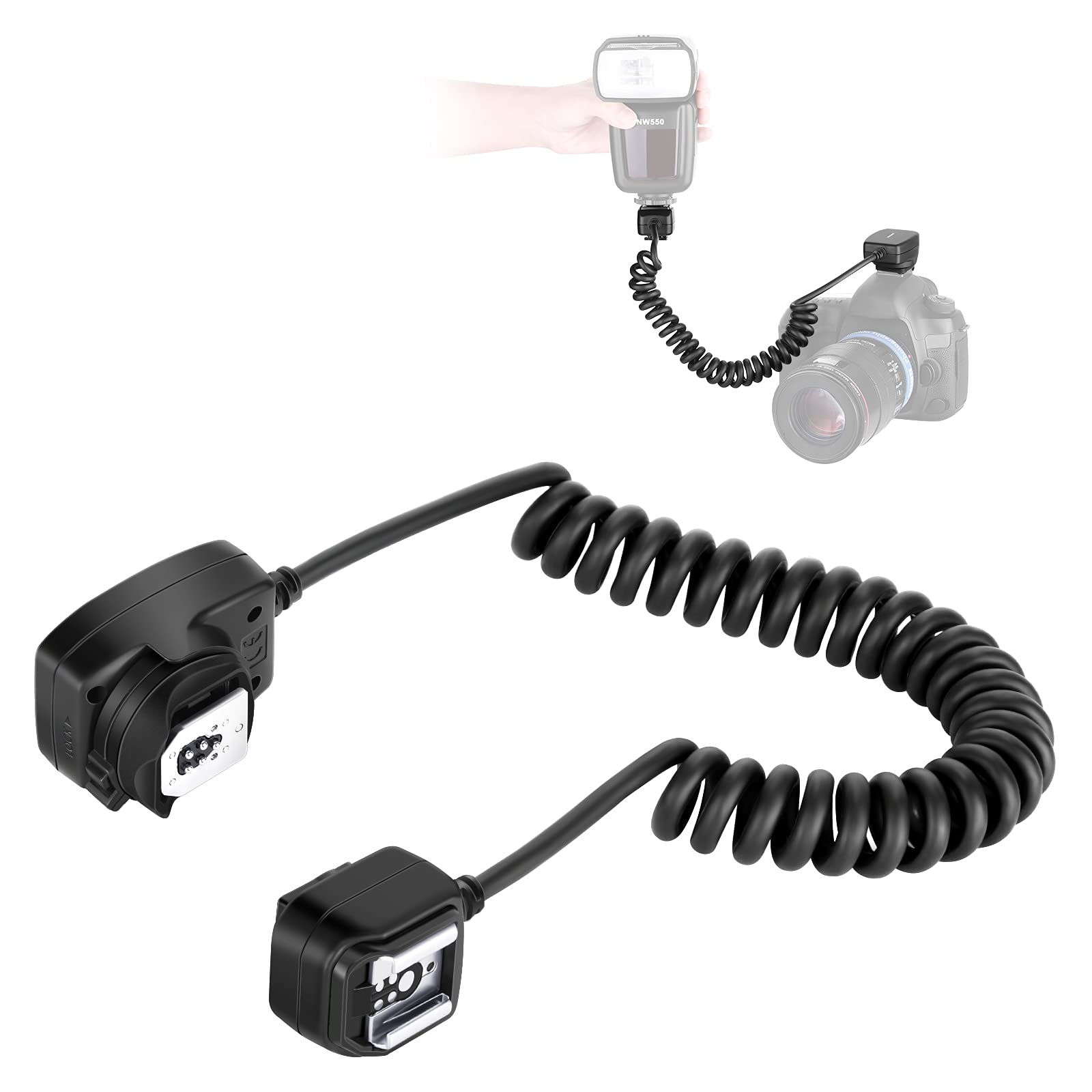 Neewer 4.2 feet/1.3 m TTL Off Camera Flash Speedlite Cord compatible with Canon EOS 5D Mark II III,6D,5D,7D,60D,50D,40D,30D,300D, 100D,350D,400D,450D,500D,550D,600D,650D,700D,1000D,1100D