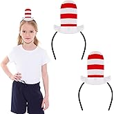 Degpum 2 Pcs Hat cat Headband Red and White Striped Stovepipe Hat Headwear Costume Accessories for Women Men Cute Headwear Cosplay Accessories for Costume Party, School Festivals