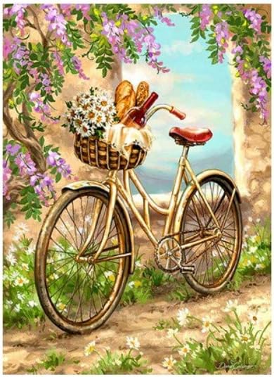Kecoci Triptych Garden Bicycle Diamond Painting New Diamond Embroidery DIY Point Drill Cross Stitch,40X50