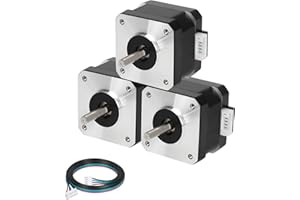 YEJMKJ 3pcs Nema 17 Stepper Motor 33MM 1.5A 29Ncm (41.06oz.in) Bipolar 42 Motors 1.8 Degree 2 Phase 4-Lead Stepper Motor Kit with 1m Cable and Connector for DIY CNC 3D Printer, 1.66x1.66x1.3inch