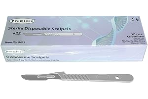 C & A SCIENTIFIC - PREMIERE Premiere 9422 Disposable Scalpels with #22 High Carbon Steel Blades (Box of 10 Pcs)