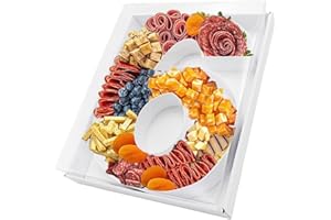 KAFUCIZE 12.5inch Fillable Paper Mache Number Letter Cardboard Cutouts Charcuterie Board Food Sweet Cupcake Tray Party Decorative Box (Number 6&9, White)