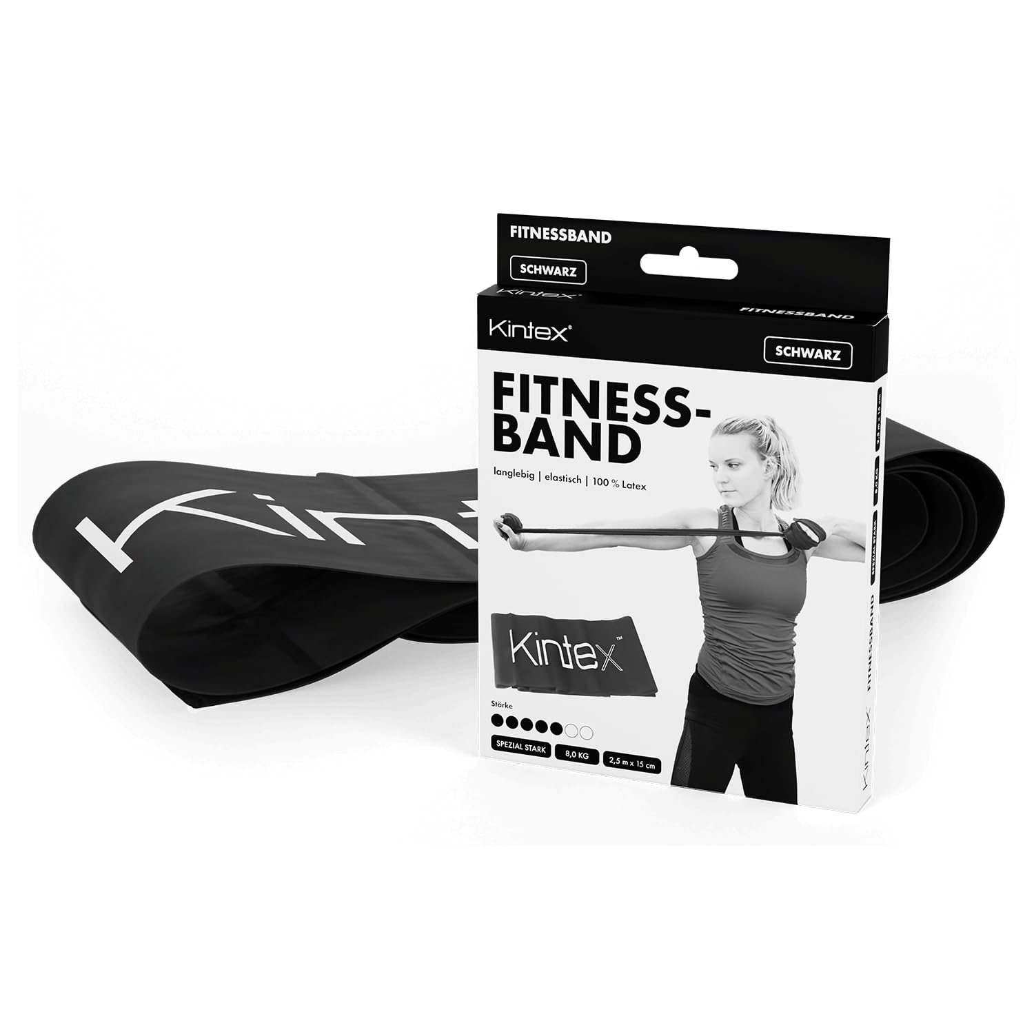 Kintex Fitness Band 2.5m x 15cm Exercise Band 7 Strengths 100% Latex Portable Training Band