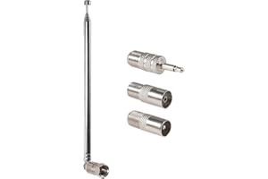 AEDIKO FM Telescopic Antenna 75 Ohm FM Antenna F-Type Male Plug with 3pcs Connector for Indoor TV AM FM Radio Stereo Receiver