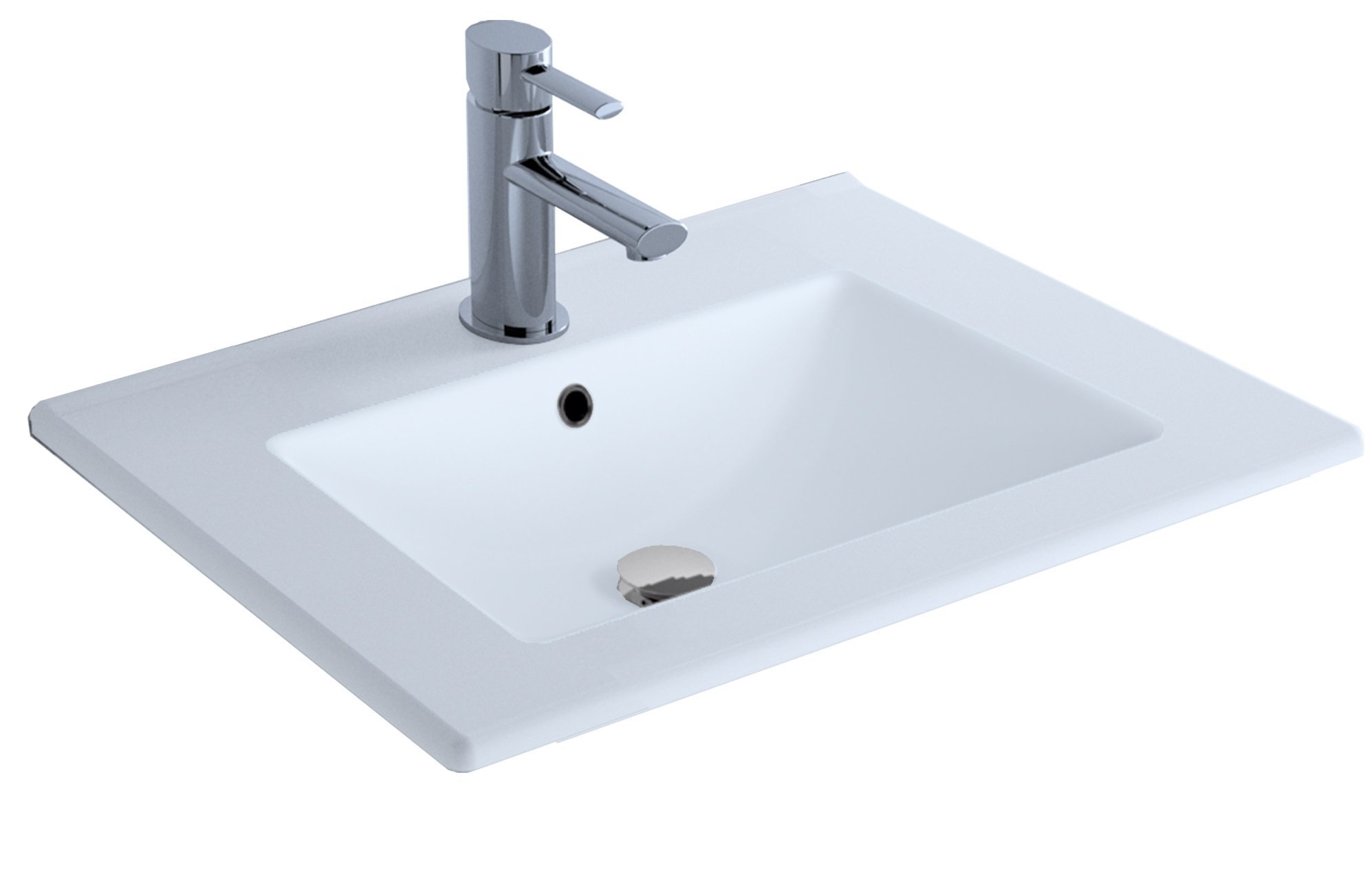 Cygnus Bath 1100116191 Extra Flat Ceramic Wash Basin 70 cm, White Gloss