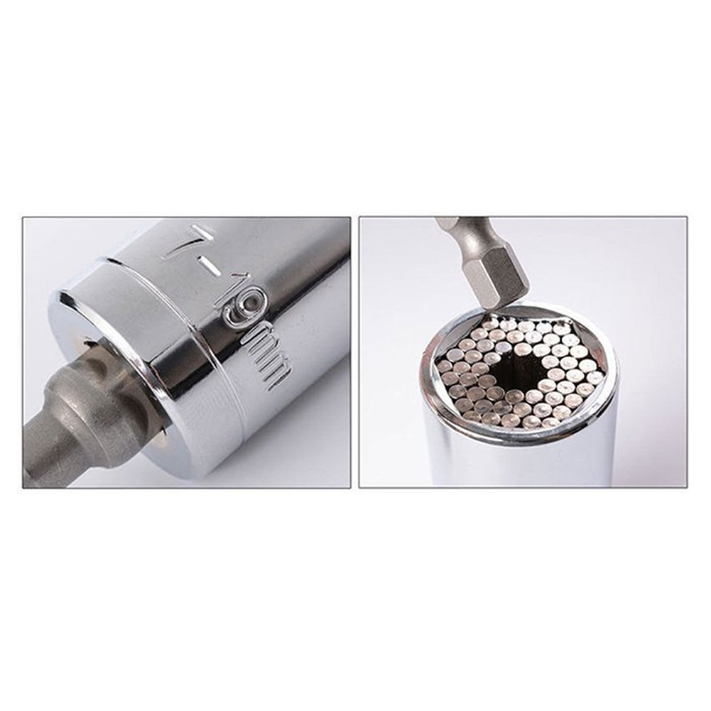 Universal Socket 7mm-19mm Multi-function Socket with Power Drill Adapter Tool Professional Repair Tools (7-19 mm)