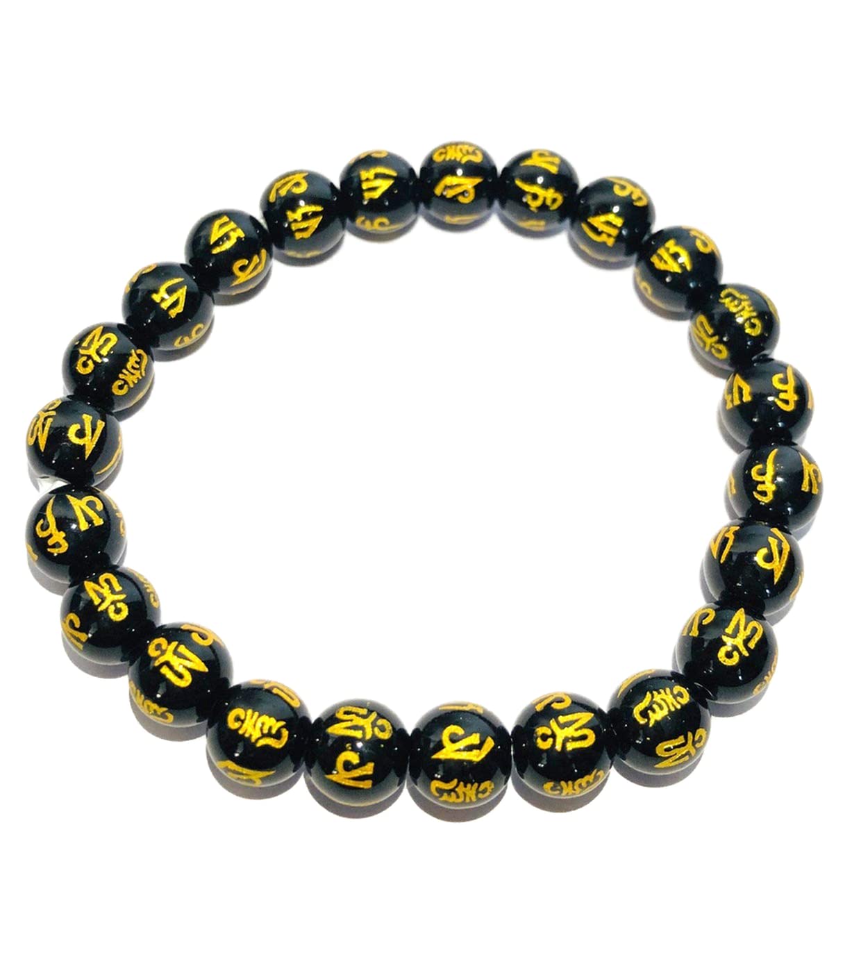 Black Obsidian Engraved Beaded Bracelet Fashion Jewelry Wellness Crystal Healing Gift Energy Handcrafted Accessory