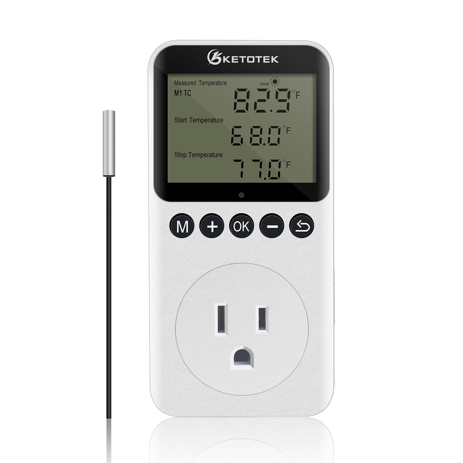 Photo 1 of KETOTEK KT3200PRO Digital Temperature Controller Outlet Day Night Thermostat Plug Socket Heating Cooling Temp Controller with Sensor Timer Regulator for Reptile Greenhouse Brewing Refrigerator