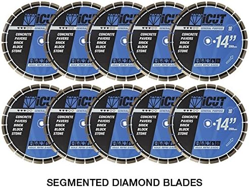 10 PK - 14" Diamond Saw Blades - General Purpose 10mm Segments - Brick, Concrete, Pavers, Rock, Stone, Block