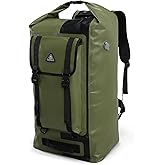 Haimont Dry Waterproof Roll Top Backpack Marine Dry Bag River Pack with Waist Belt Camping Surfing 60L, Army Green/Black