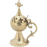 Greek Russian Orthodox Christian Brass Censer Incense Burner (4097 B)
