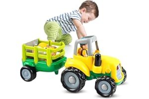 Auspint Tractor Toys, Tractor Sets, Suitable for Toddlers, Farm Vehicles with Light and Sound Effects, Come with a Driver and Cute Animals, Perfect as Birthday Gifts for Boys and Girls Aged 1 to 3.