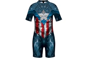 Plustrong Kids Girls Boys 3D Print One Piece Swimsuits Short Sleeve Rashguard Shirts Bathing Suit 5-12 Years