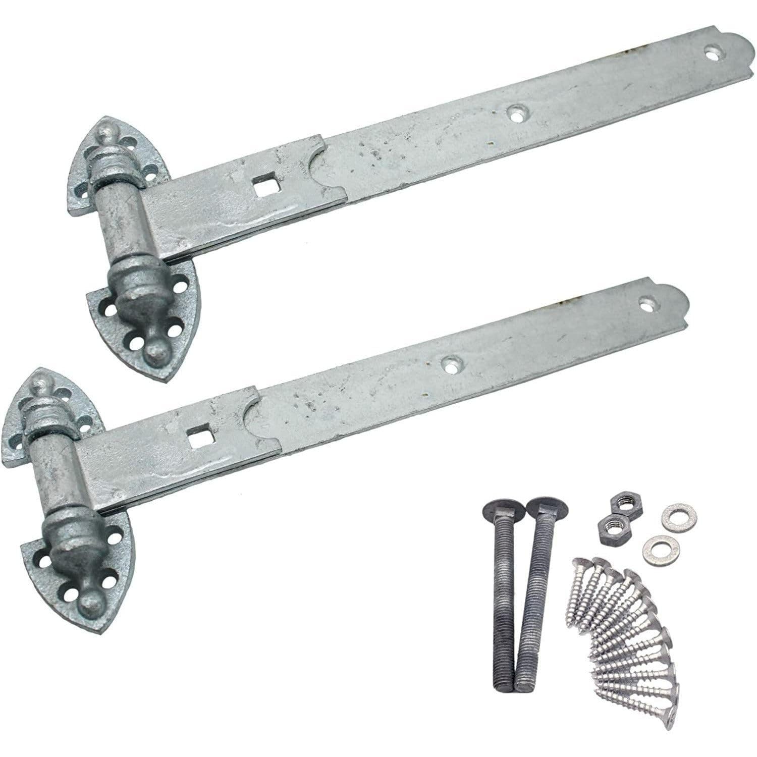 EAI Heavy Reversible Gate Hinges | Heavy Duty 350mm / 14 Inch Galvanised Garage, Stable Door, Gate Hinges | 1 Pair with Fixings