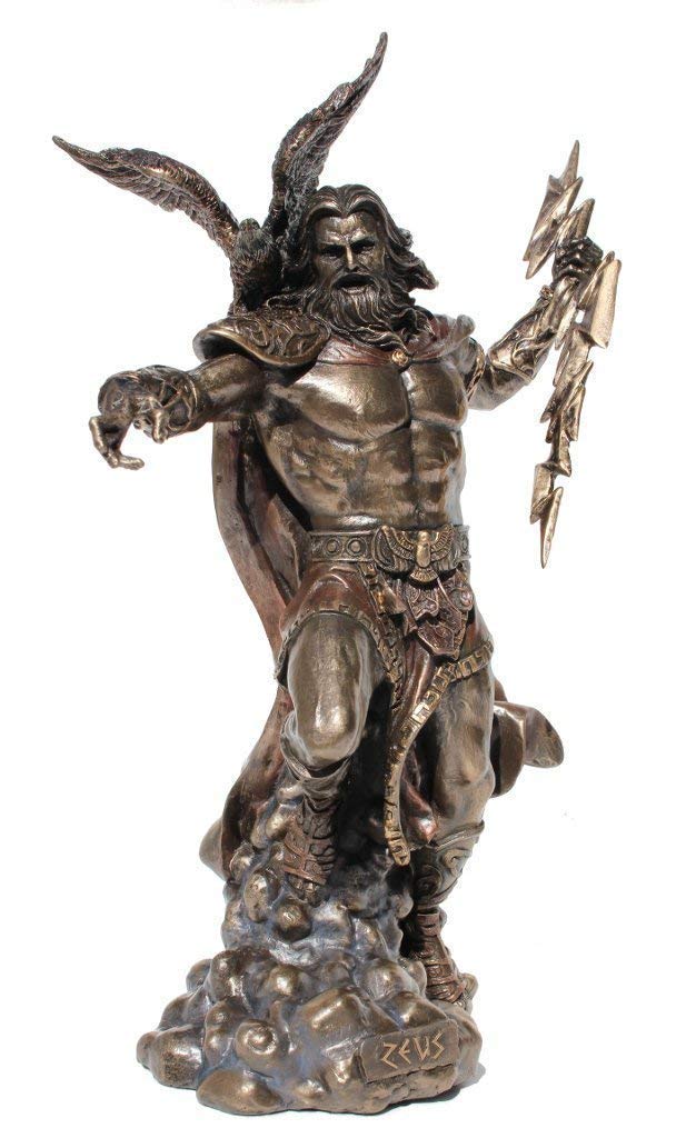 Buy Zeus Greek God Holding Thunderbolt Statue with Eagle by JFSM INC