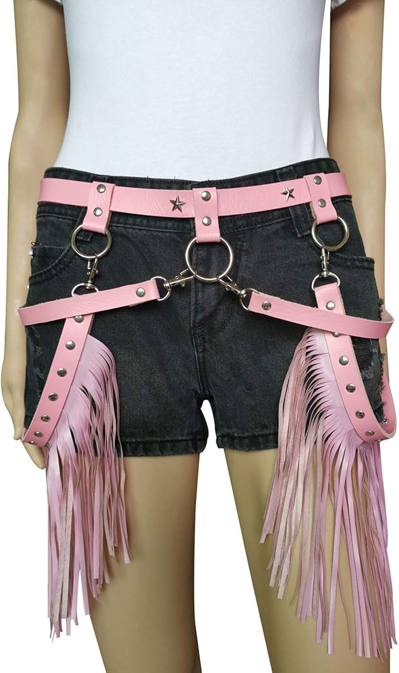 Women's Leather Harness Garter Belt Adjustable Waist Leg Garter with