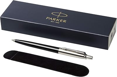 Parker Jotter Ballpoint Pen with Velvet Pouch in Gift Box Black Ink Black Barrel