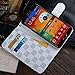 RAYTOP Luxury Brand Designer White Checks Leather Cases Wallet for Samsung Galaxy Note 3 Stand Cover Kickstand Card Holder Magnetic Clasp Hand Strap Men Women Girls High Quality