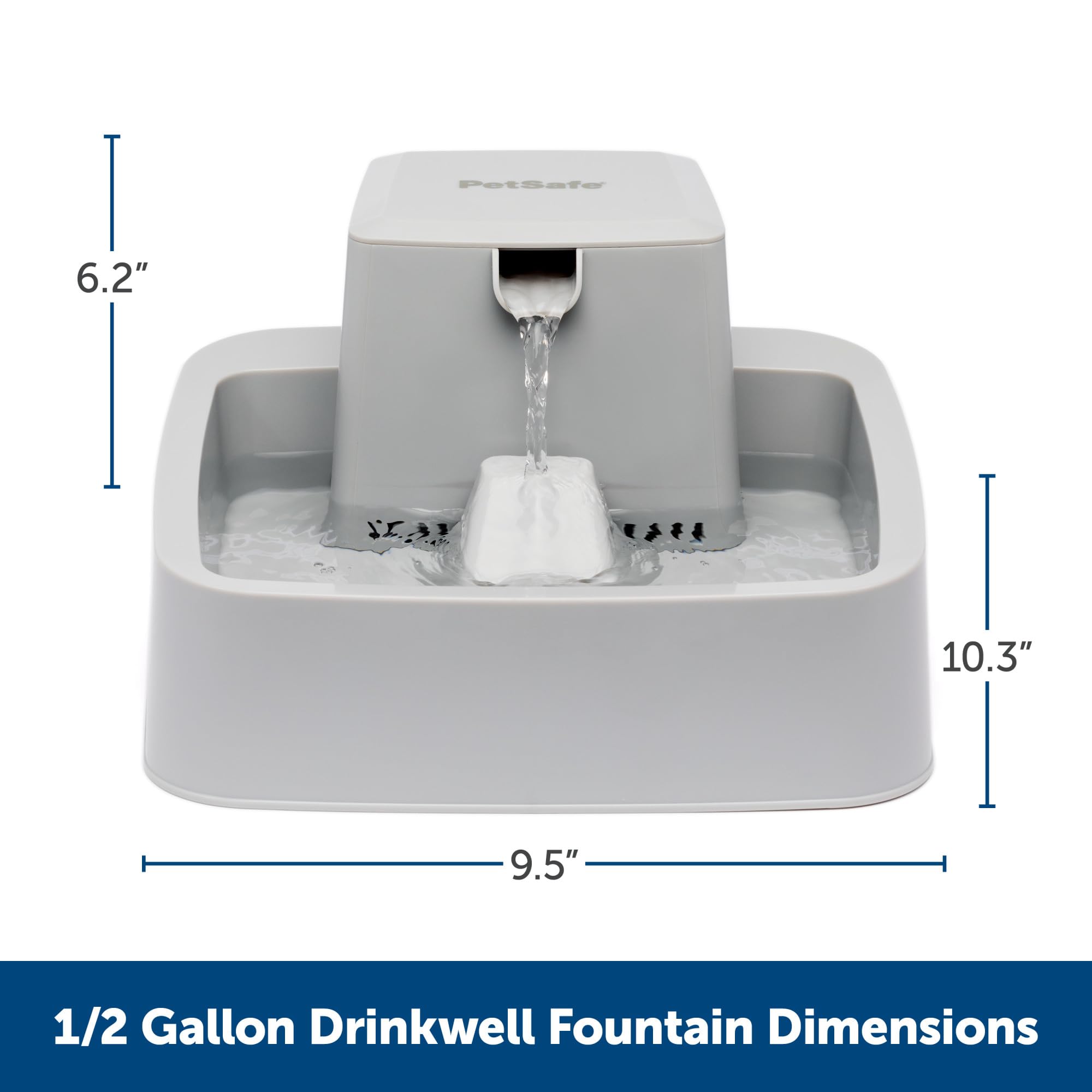 PetSafe Oasys 1/2 Gallon (64 Ounce) Small Pet Fountain - Small Dog and Cat Water Fountain - Dishwasher Safe Filtered Water Dispenser with Flow Control - Easy to Clean - Filters Included