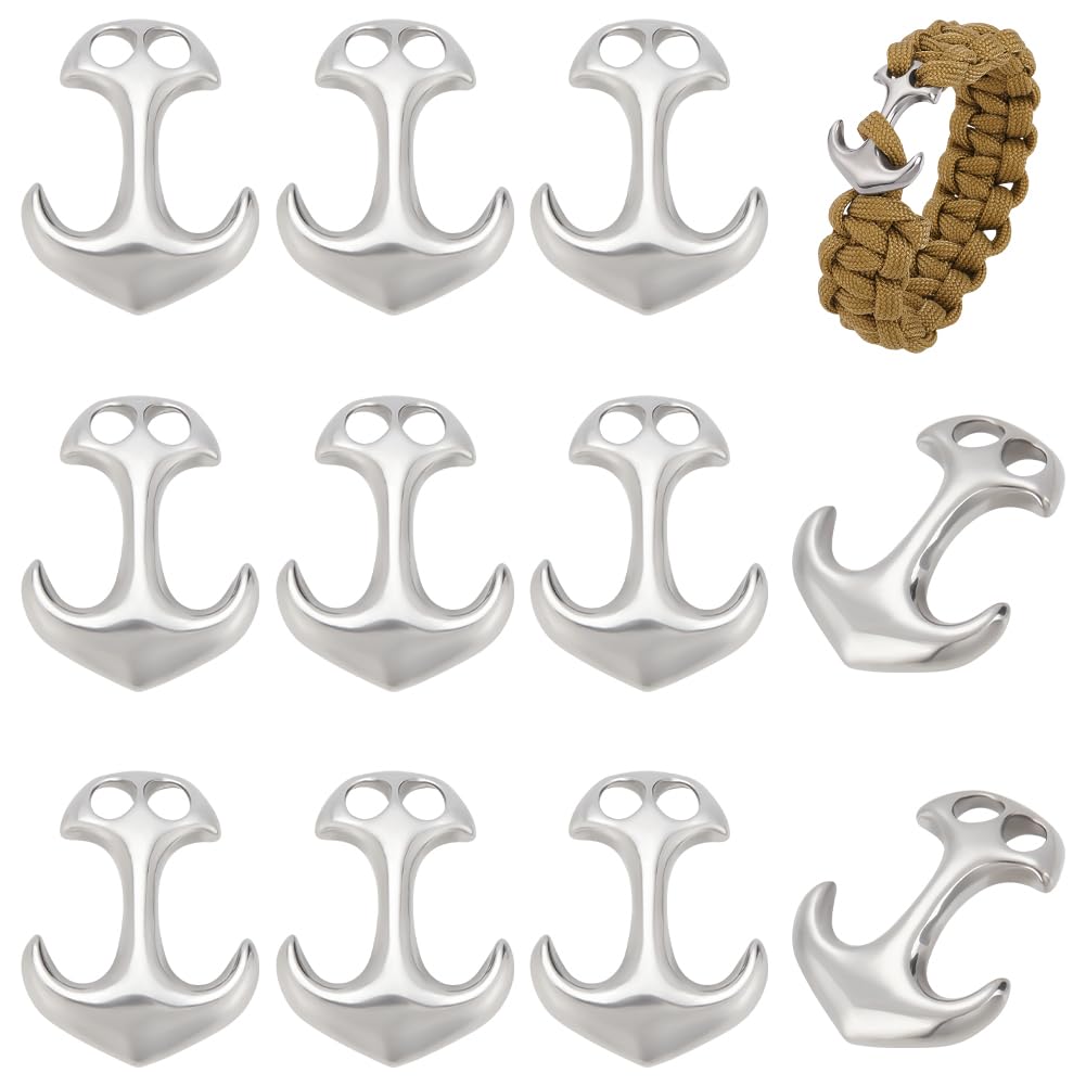 UNICRAFTALE 12pcs 31mm 304 Stainless Steel Anchor Hook Cord End Connector Clasp Metal Hook for DIY Leather Cord Bracelets Jewelry Making Hole 5x5mm
