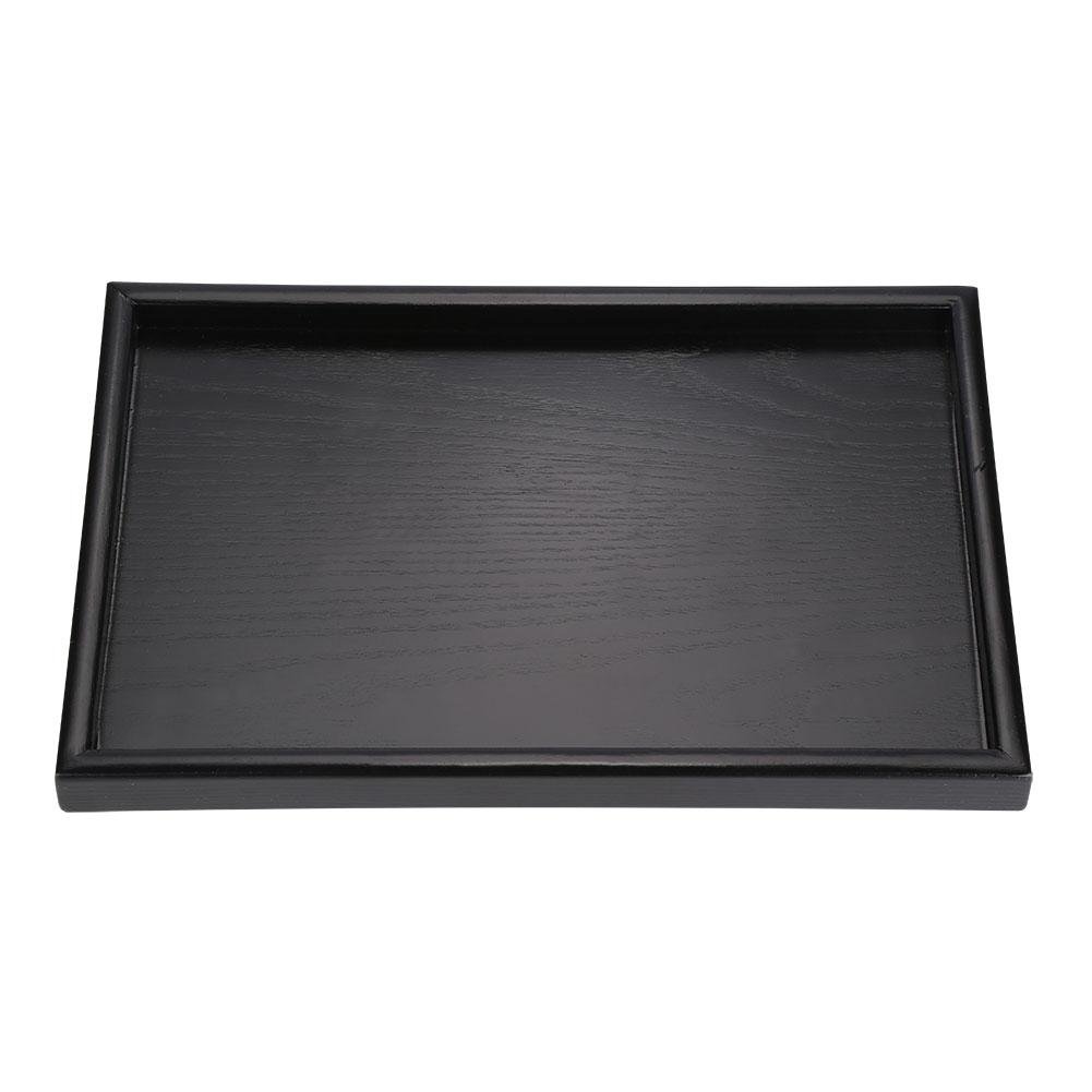 Fdit Wooden Serving Tray Rectangular Fruit Tea Breakfast Plate for Home, Hotel, Cafe, Coffee Canteens, Black Varnish, Wood, 25*18*2cm