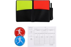 PENITUE Soccer Referee Card Set, Red and Yellow Warning Ref Cards with Leather Case, Record Papers, Pencil, Coin Toss, Coaches Accessories Kit for Volleyball Football Baseball Matches Training Equipment