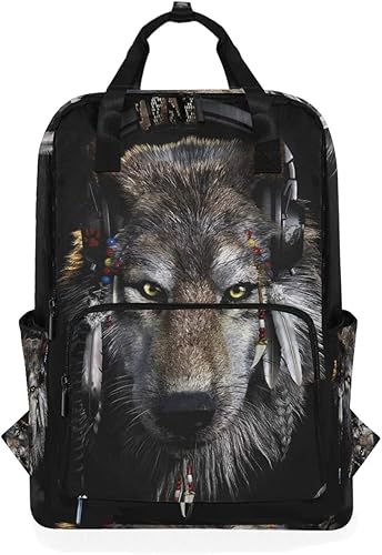 Amazon Co Jp マキク Makiku リュック かっこいい 狼 獰猛 ブラック おしゃれ 軽量 大容量 小学生から大学生まで 子供 大人 旅行 プレゼント シューズ バッグ