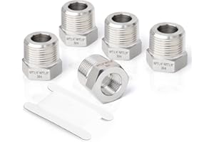 TAISHER 2PCS Forging of 304 Stainless Steel Reducer Hex Bushing, 1/4" Male NPT to 1/8" Female NPT, Reducing Forging Pipe Adapter Fitting