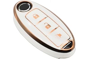 FEYOUN Key Fob Cover Compatible with Nissan 370Z Armada Kicks Murano Pathfinder Rogue Titan Versa Note Infiniti Smart 3 Buttons TPU Remote Keyless Key Fob Case Protection Shell Accessories, White