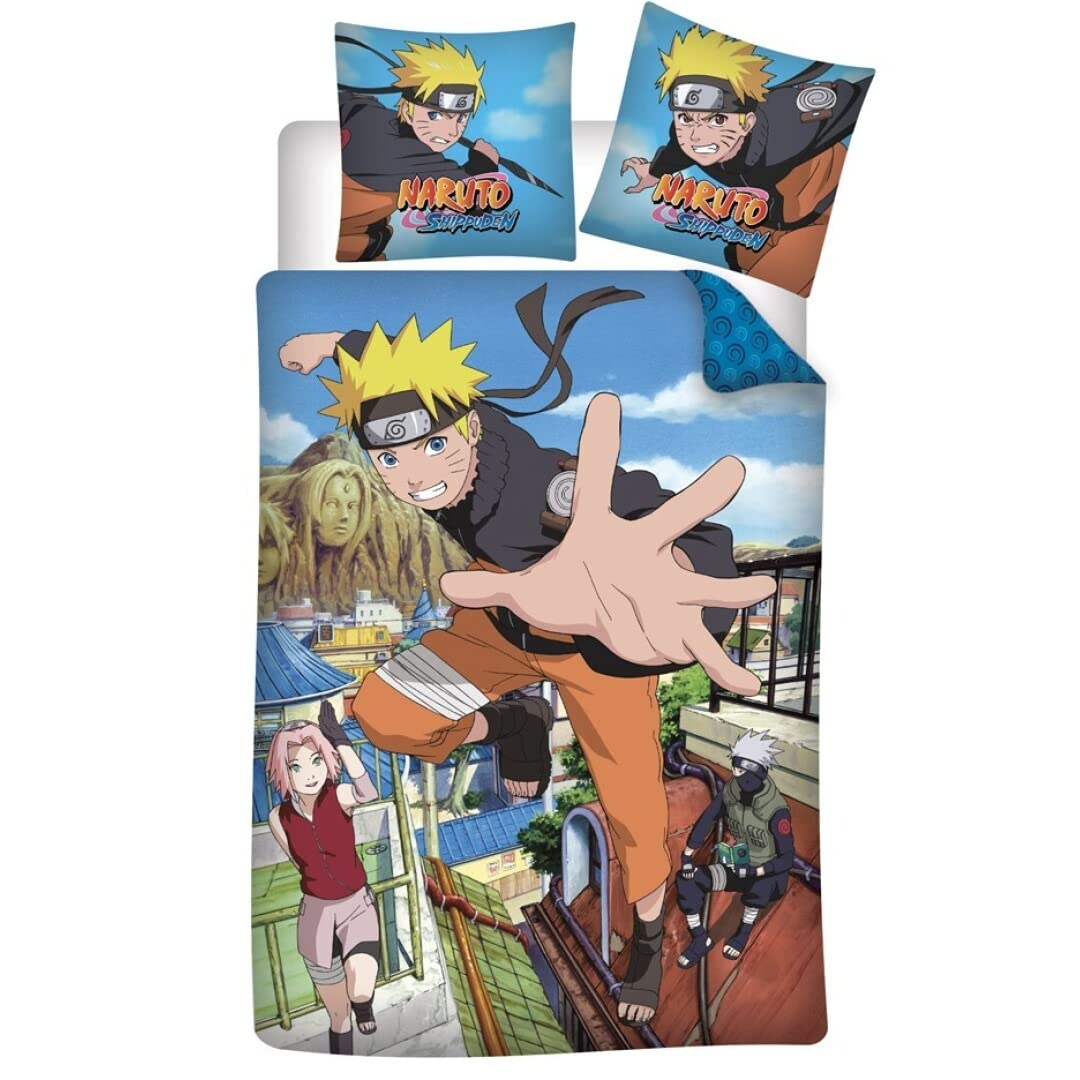 Aymax Naruto Hokage Bedding Set, 100% Cotton, Duvet Cover 140 x 200 cm + Pillowcase 65 x 65 cm