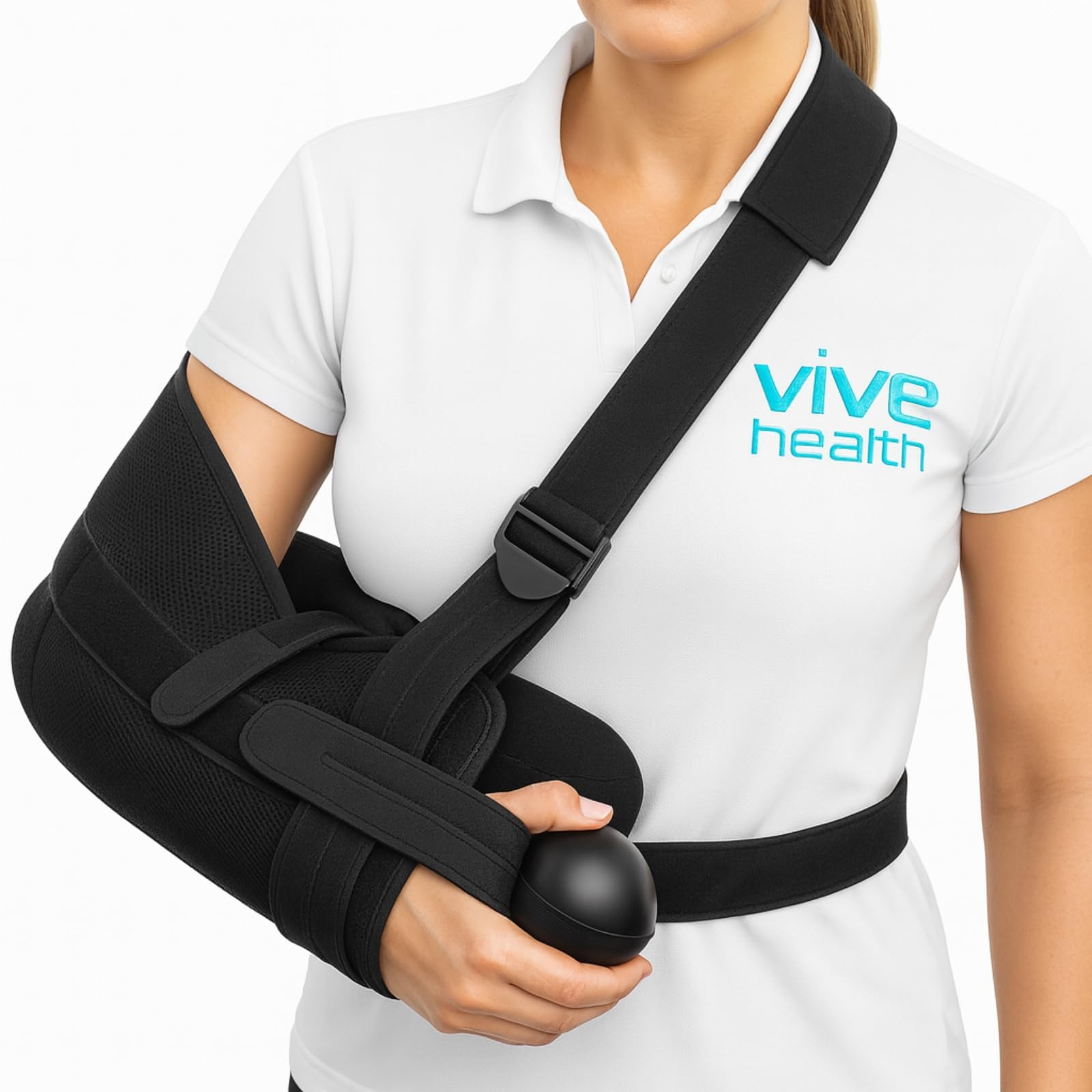 Vive Shoulder Abduction Sling - Immobilizer for Injury Support - pain Relief Arm Pillow for Rotator Cuff, Sublexion, Surgery, Dislocated, Broken Arm - Brace Includes Pocket Strap, Stress Ball, Wedge