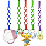 Baby Pacifier Clips,5 Pack Stretchable Silicone Toy Safety Straps,Baby Toddler Bottles Harness Straps for Strollers, Shopping