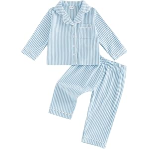 FIOMVA Baby Girl Pajamas Set Bow Long Sleeve Button Down Shirt Top Pants Kids Toddler Two Piece Pjs Set Sleepwear Fall Winter