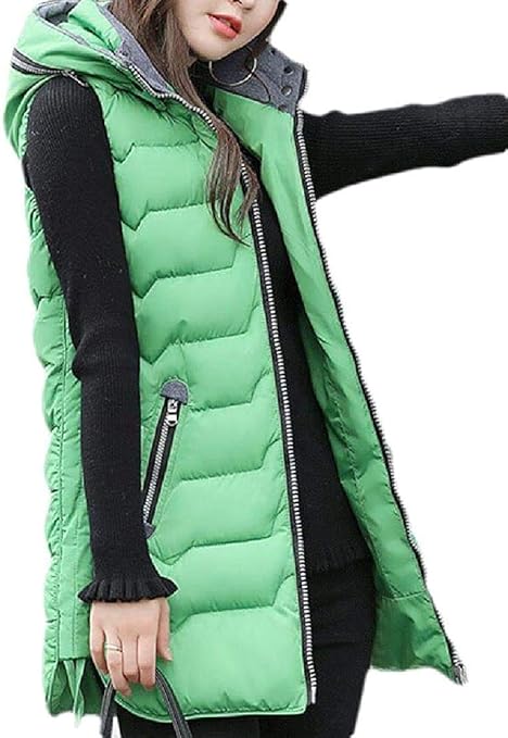 MXXLIONTM Women Fashion Vest Hooded Sleeveless Zip-Up Plus Size Quilted Padded Vest at Amazon 