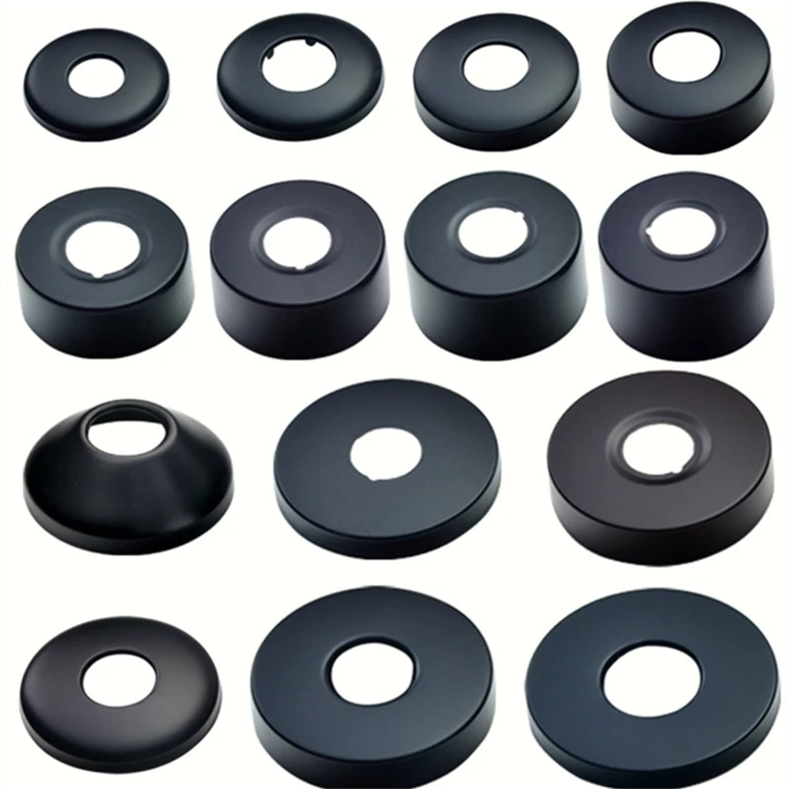 2 x Diameter 25 mm (3/4 Inch) Shower Fitting Rosette Black, Cover Rosette Black, Pipe Cover, Rosette Tap, Rosette for Shower Taps, Taps, Radiator (Black, 66 x 35) — image 1