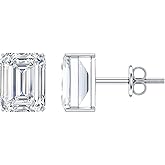 Certified 3 Carat Moissanite Stud Earring in Silver, D-Vs1 Quality, Moissanite Emerald Cut earrings - Gift For Women