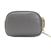Women's Leather Coin Purse Pouch Small Coin Wallet Leather Squeeze Change Holder (Gray)