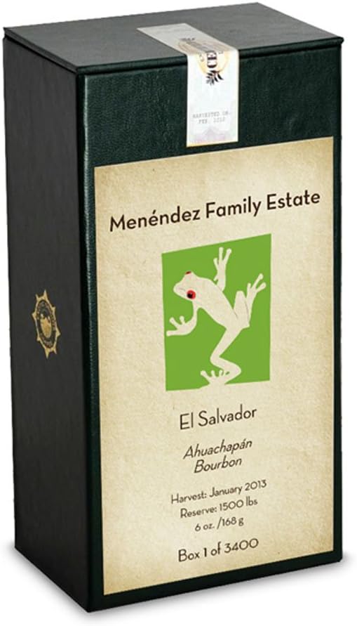 Exotic Origins Coffee: 12 Boxes of 90 Point – Menéndez Family Estate – Pacamara Varietal – Limited Reserve of 1,500 Pounds – Ahuachapán Microclimate – El Salvador – Save 30% Plus Free Shipping on Twelve Sequentially Numbered Box of 3,400 – Whole Bean – 6 Oz.
