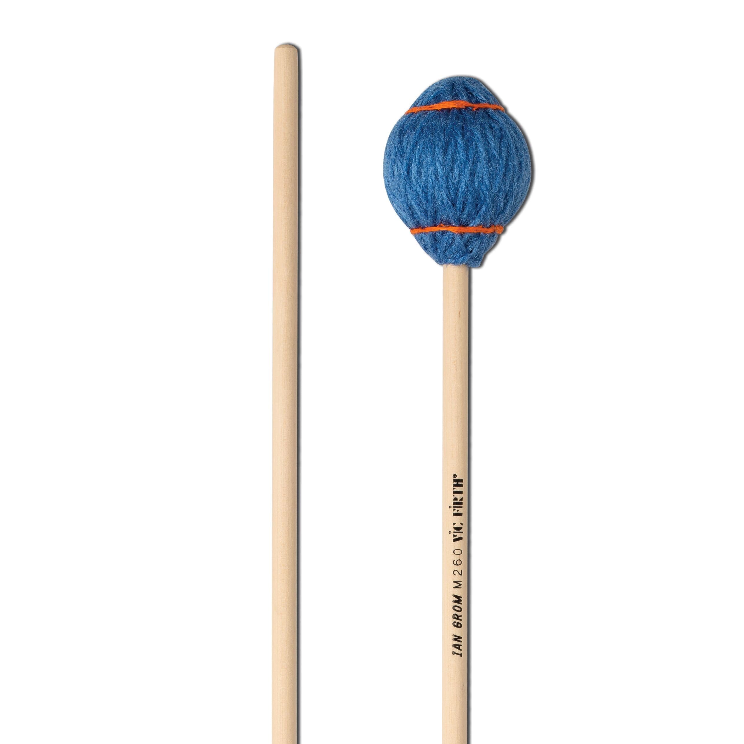 Vic FIrth - Corpsmaster® Signature Series Marimba Mallets - M260 - Ian Grom - Yarn - Soft - Orange/Blue