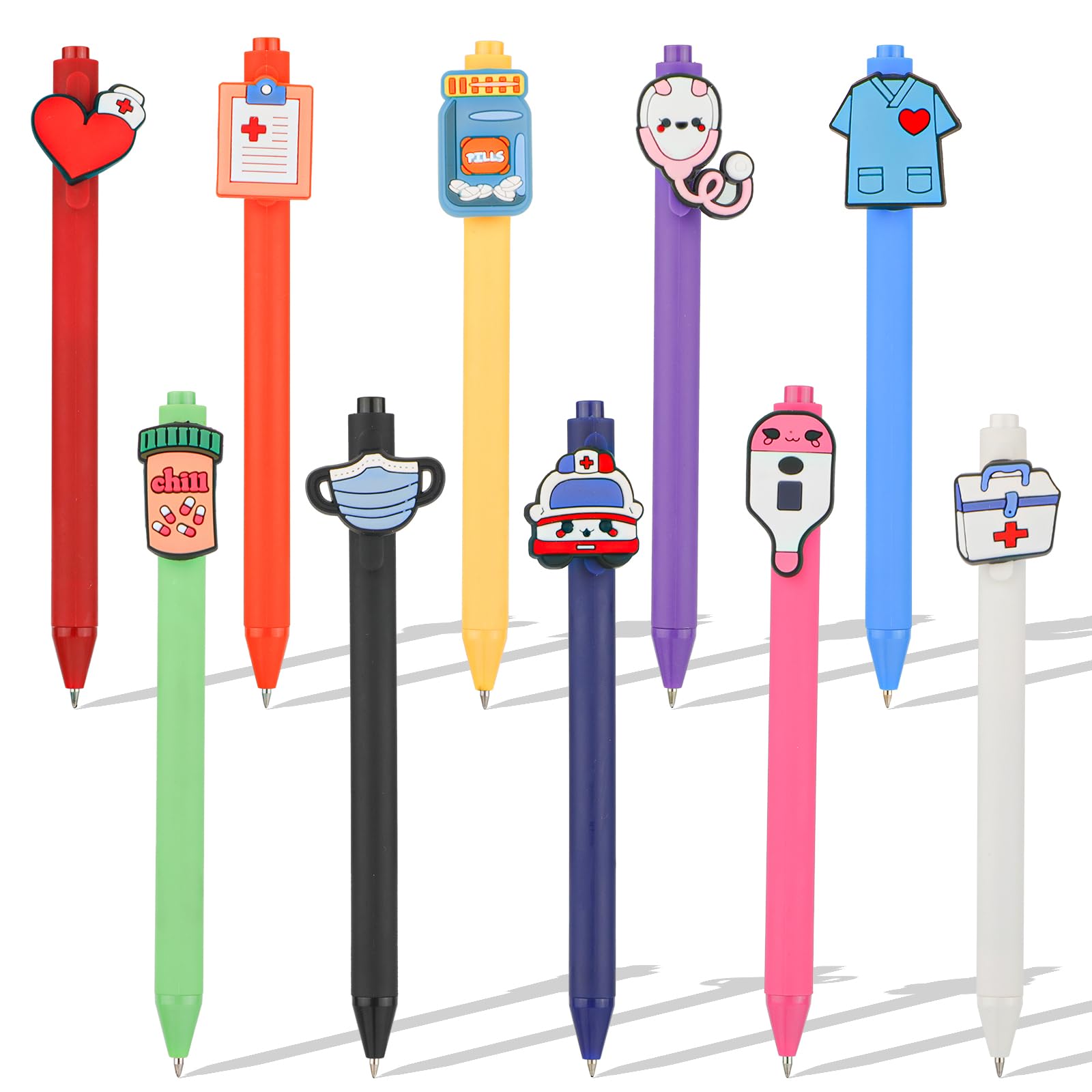 XIHIRCD Nurse Pens, 10pcs Colorful Funny Pens Nurse Accessories for Work for Cna Week Nursing Student Essentials Cute School Pens for Nurse Week Appreciation Supplies