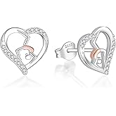 925 Sterling Silver Heart Gymnastics Earring for Women Gymnast Love Stud Earrings Jewelry Fashion Sport Ballerina Birthday Christmas for Daughter Granddaughter