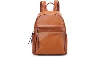 Kattee Genuine Leather Backpack Purse for Women Multi-functional Elegant Daypack Soft Leather Shoulder Bag Shopping Trip, Medium, Brown