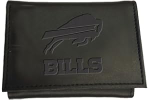 Team Sports America NFL Buffalo Bills Black Wallet | Tri-Fold | Officially Licensed Stamped Logo | Made of Leather | Money and Card Organizer | Gift Box Included