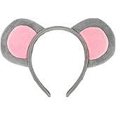 Norbiariz Grey Mouse Ear Headband Elastic Hair Hoop Cute Rat for Animal Christmas Birthday Party Halloween Theme Cosplay Accessories