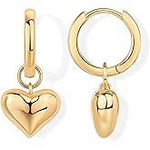 PAVOI 14K Gold Plated 925 Sterling Silver Posts Charm Huggie Earrings for Women | Lightweight Love Heart Moon Flower Star Drop Dangle Huggie Charm Earring - Valentines Day Trendy Jewelry
