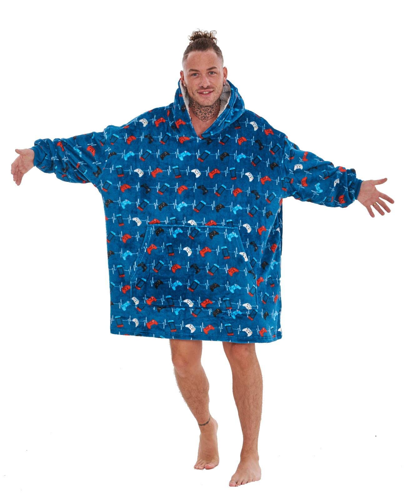 GAMER Fleece Oversized Hoodie - Gamer for Life Heart Beats Design - Super Soft Lounger Blanket Hoody - 100% Polyester - Available in Adults and Kids Sizes